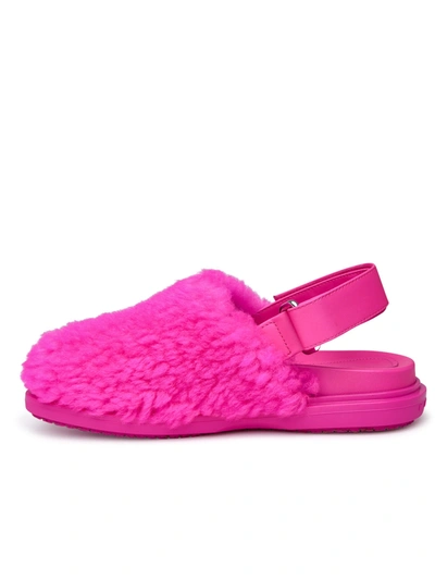 Shop Marni Woman  Fuchsia Fur Slipper In Pink