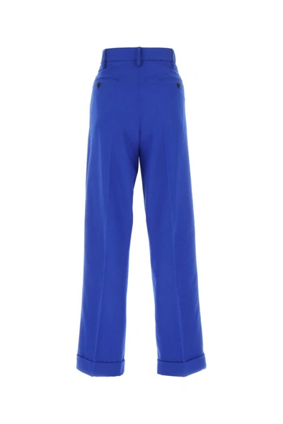 Shop Marni Woman Electric Blue Stretch Wool Blend Wide-leg Pant