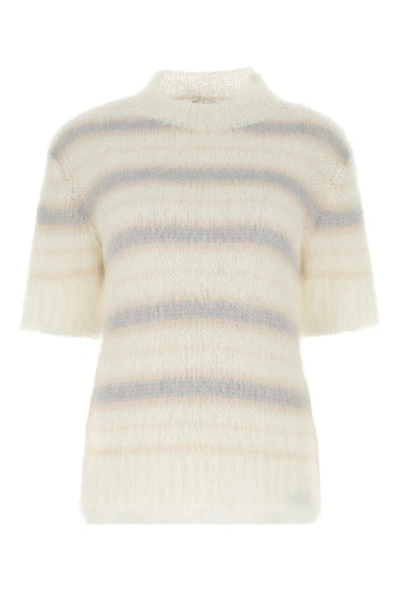 Shop Marni Woman Embroidered Mohair Blend Sweater In Multicolor