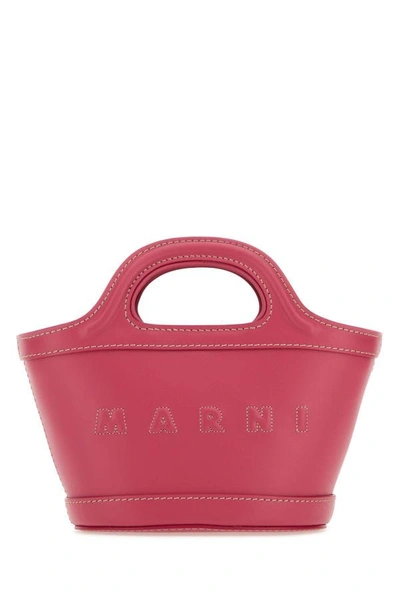 Shop Marni Woman Fuchsia Leather Micro Tropicalia Summer Handbag In Pink