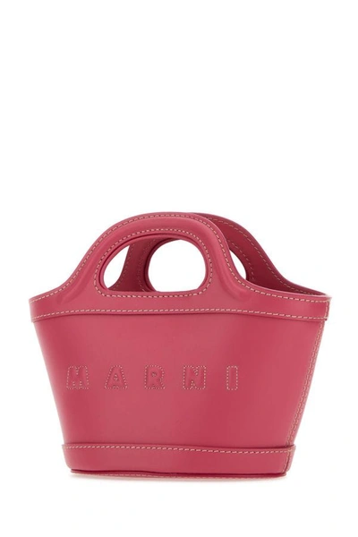 Shop Marni Woman Fuchsia Leather Micro Tropicalia Summer Handbag In Pink