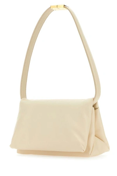 Marni Women Ivory Leather Prisma Shoulder Bag In White