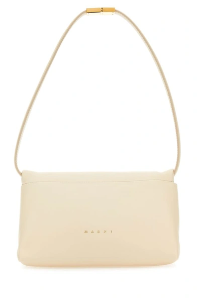 Marni Women Ivory Leather Prisma Shoulder Bag In White