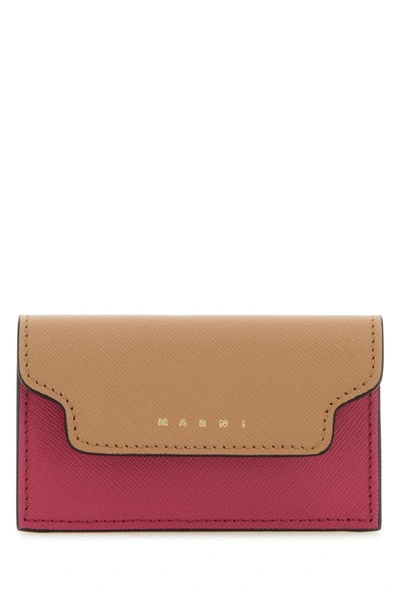 Shop Marni Woman Multicolor Leather Business Card Holder