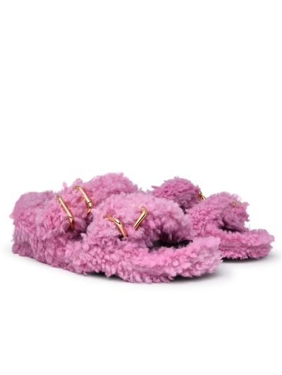 Shop Marni Woman  Pink Sheepskin Fussbett Sandals