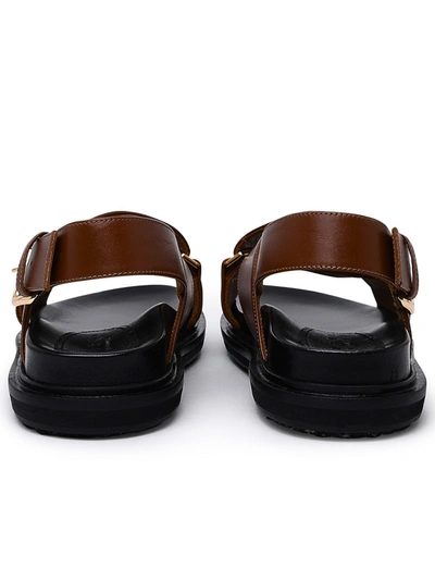 Shop Marni Leather Fussbett Sandals Woman In Brown