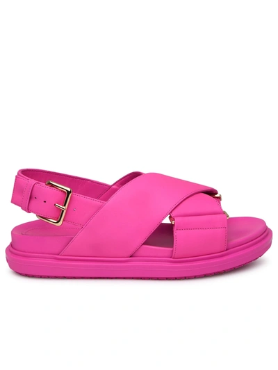 Shop Marni Fuchsia Leather Sandals Woman In Pink