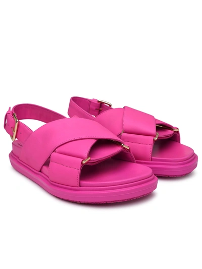 Shop Marni Woman  Fuchsia Leather Sandals In Pink