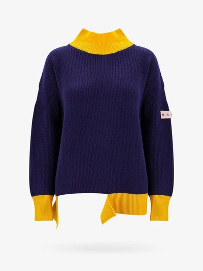 Shop Marni Woman Sweater Woman Blue Knitwear