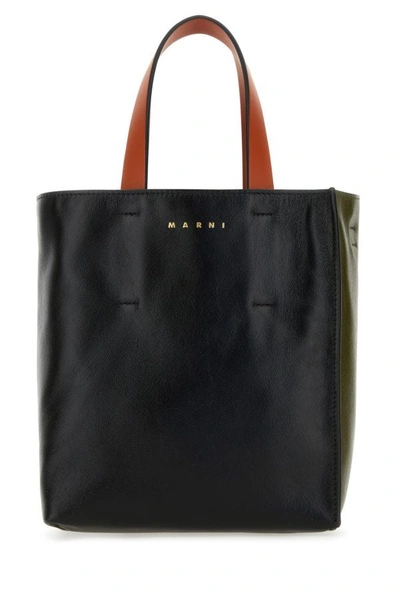 Shop Marni Woman Two-tone Leather Mini Museo Soft Handbag In Multicolor
