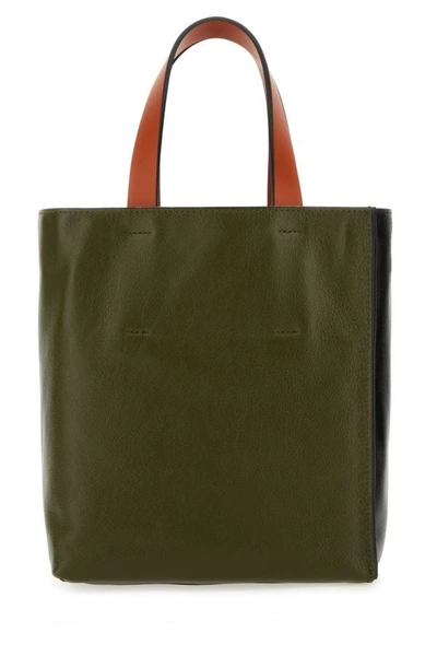 Shop Marni Woman Two-tone Leather Mini Museo Soft Handbag In Multicolor
