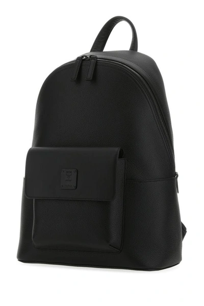 Shop Mcm Unisex Black Leather Stark Backpack