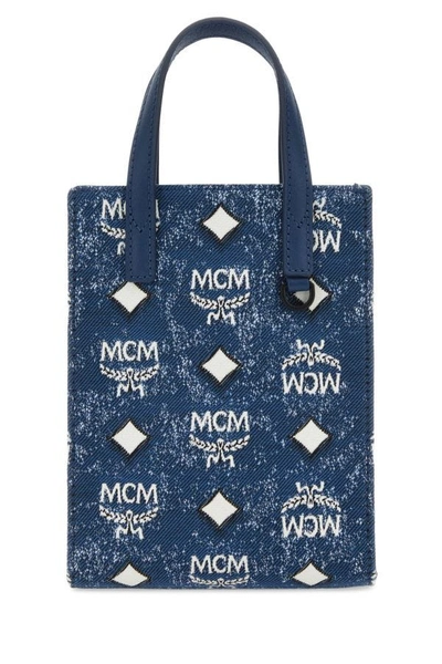 Shop Mcm Unisex Embroidered Canvas Aren Handbag In Multicolor
