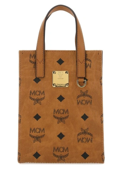 Shop Mcm Unisex Printed Fabric Handbag In Multicolor