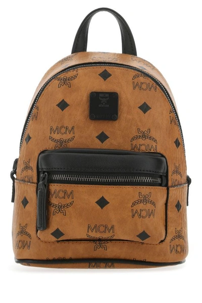 Shop Mcm Unisex Printed Leather Handbag In Multicolor