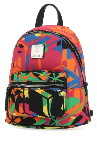 Shop Mcm Unisex Printed Nylon Backpack In Multicolor