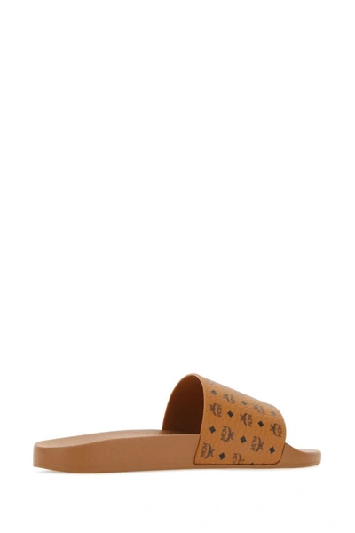Shop Mcm Woman Camel Rubber Slippers In Brown