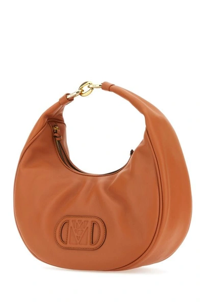 Shop Mcm Woman Caramel Nappa Leather Mode Travia Handbag In Brown