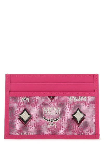 Shop Mcm Woman Fuchsia Leather Card Holder In Pink