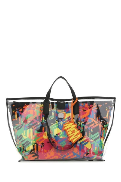 Shop Mcm Woman Multicolor Nylon And Pvc Shopping Bag