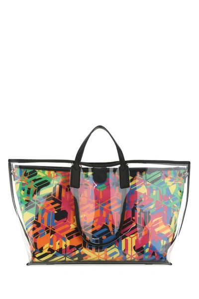 Shop Mcm Woman Multicolor Nylon And Pvc Shopping Bag