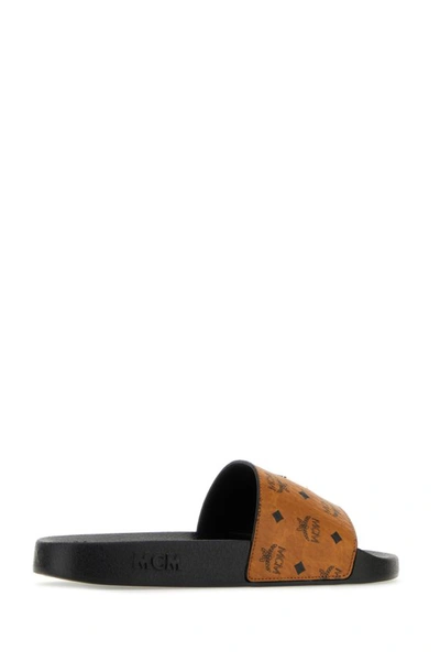 Shop Mcm Woman Printed Canvas Slippers In Multicolor