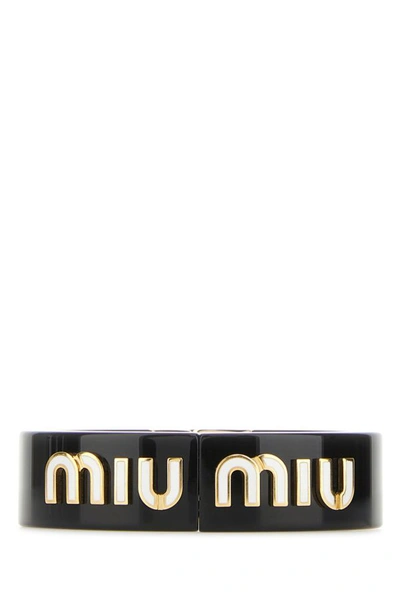 Shop Miu Miu Woman Black Plexiglass Bracelet