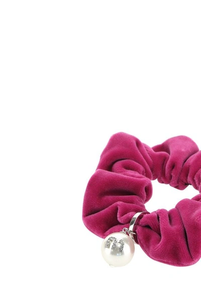 Shop Miu Miu Woman Fuchsia Velvet Scrunchie In Pink