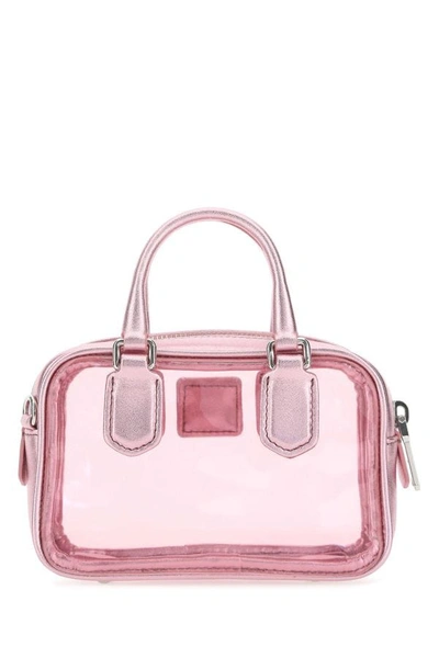 Shop Miu Miu Woman Pink Leather And Pvc Mini Handbag
