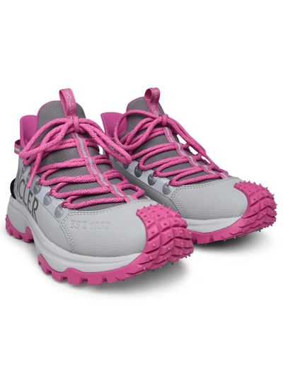 Shop Moncler Woman  Trail Grip Sneakers In Gray Polyamide