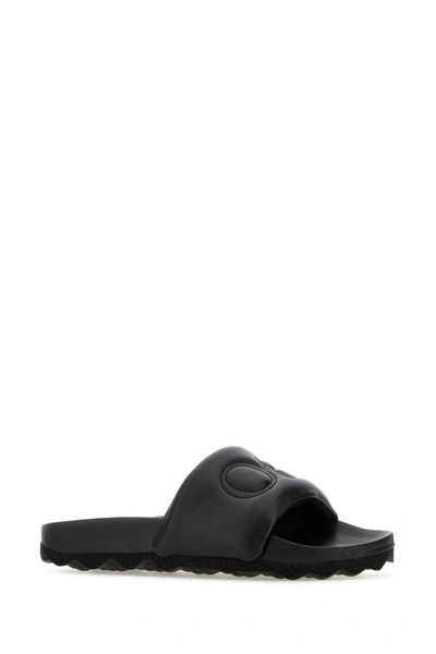 Shop Off-white Off White Woman Black Leather Bookish Slippers