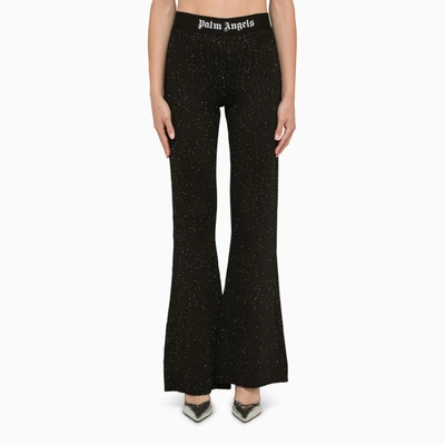Shop Palm Angels Black Flared Trousers With Sequins Women