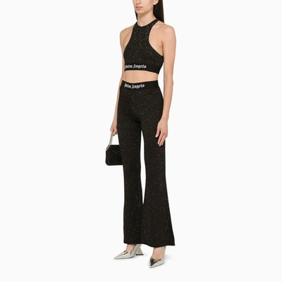 Shop Palm Angels Black Flared Trousers With Sequins Women