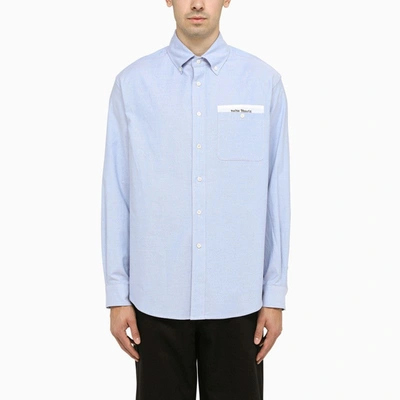 Shop Palm Angels Blue Cotton Button-down Shirt Men