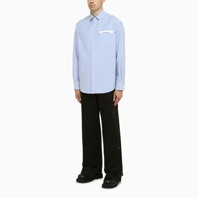 Shop Palm Angels Blue Cotton Button-down Shirt Men