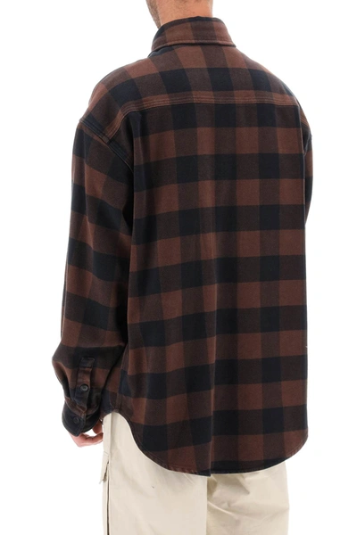 Shop Palm Angels Flannel Overshirt With Check Motif Men In Multicolor