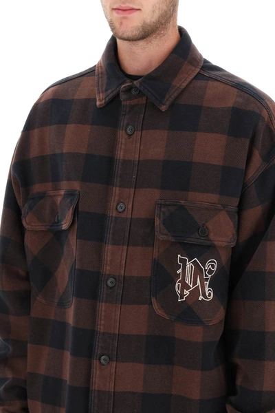 Shop Palm Angels Flannel Overshirt With Check Motif Men In Multicolor