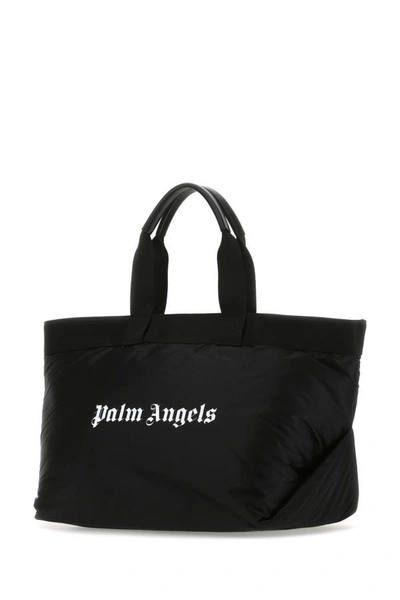 Shop Palm Angels Man Black Fabric Shopping Bag
