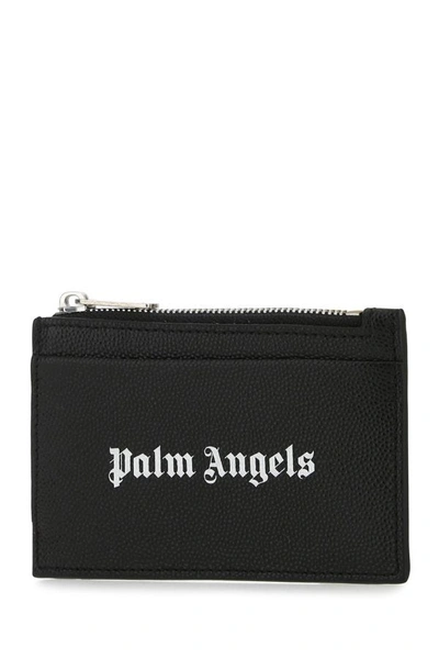 Shop Palm Angels Man Black Leather Card Holder
