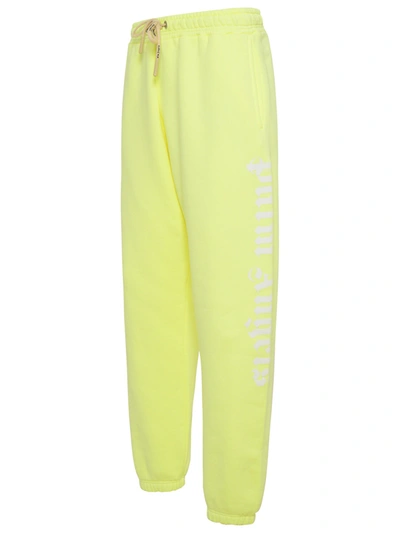 Shop Palm Angels Man  Neon Yellow Cotton Track Suit Pants