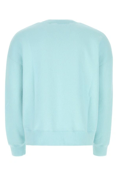 Shop Palm Angels Man Pastel Light-blue Cotton Sweatshirt