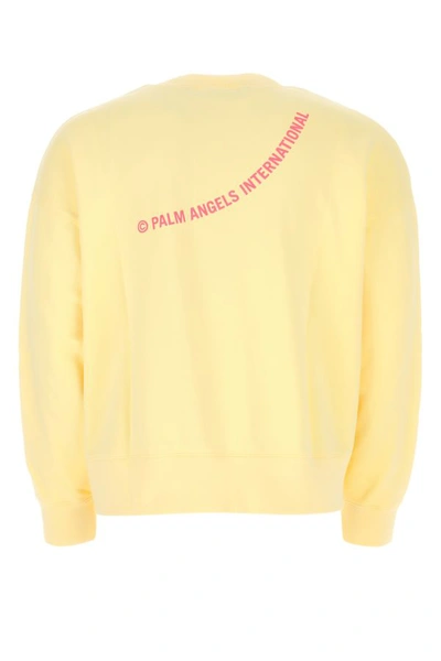 Shop Palm Angels Man Pastel Yellow Cotton Sweatshirt