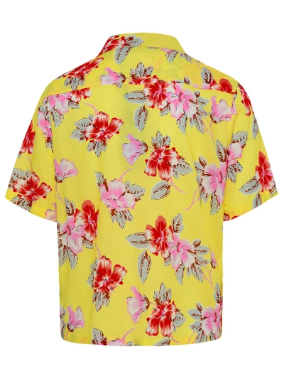 Shop Palm Angels Man  Yellow Viscose Shirt