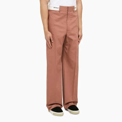 Shop Palm Angels Pink Trousers With Inverted Waist Men