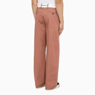 Shop Palm Angels Pink Trousers With Inverted Waist Men