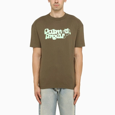 Shop Palm Angels Viper Brown/green Crew-neck T-shirt Men