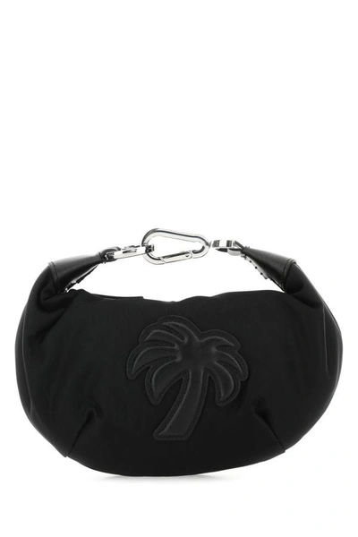 Shop Palm Angels Woman Black Fabric Big Palm Handbag