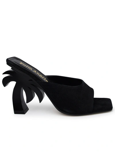Shop Palm Angels Woman  Black Leather Slippers