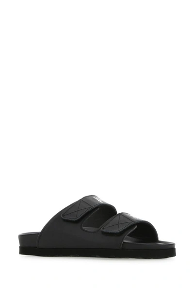 Shop Palm Angels Woman Black Leather Slippers