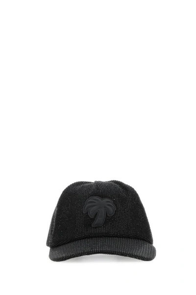 Shop Palm Angels Woman Embellished Cotton Baseball Cap In Black